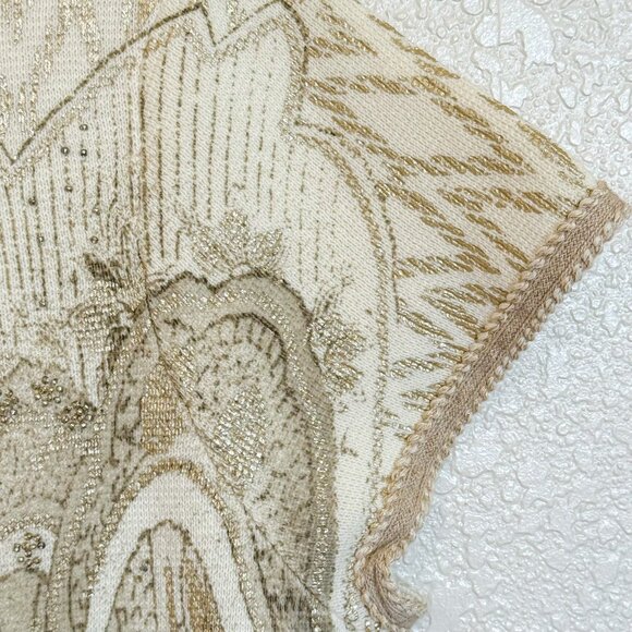 Chico's Beaded Foil-Print Cardigan Women's Size 2 L/12 Gold NEW with tag - Picture 7 of 13